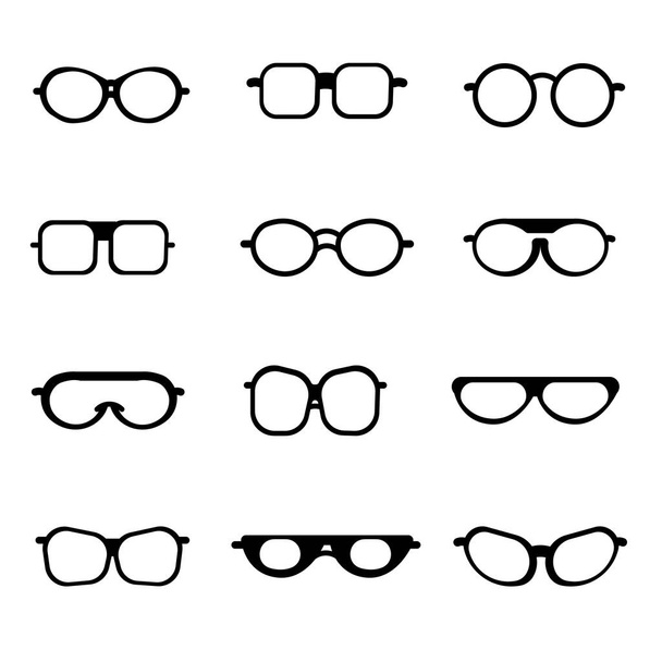 Las gafas establecen un icono aislado. Marco, silueta vector aislado ilustración plana. - Vector, imagen