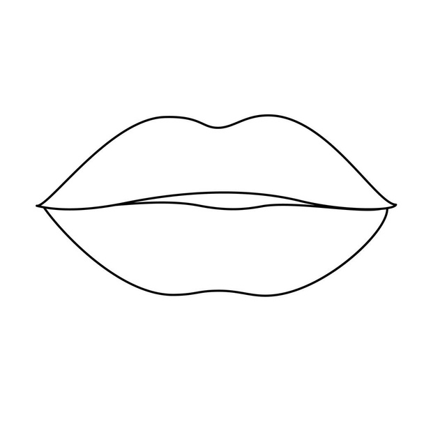 line drawing of lips on white background. Icon in trendy flat style isolated. Mouth Contour symbol. Vector illustration. - Vector, Image