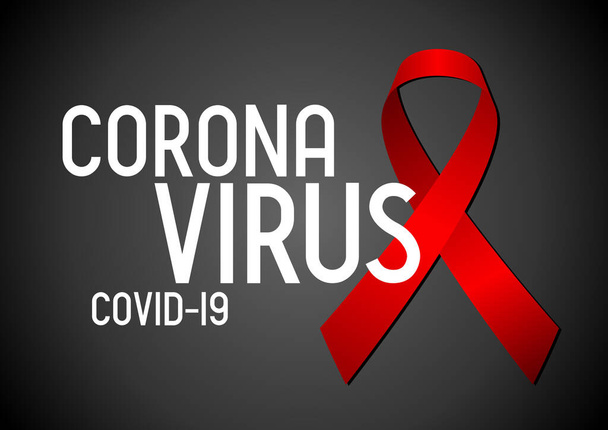 Concept de coronavirus, ruban rouge - illustration vectorielle - Vecteur, image
