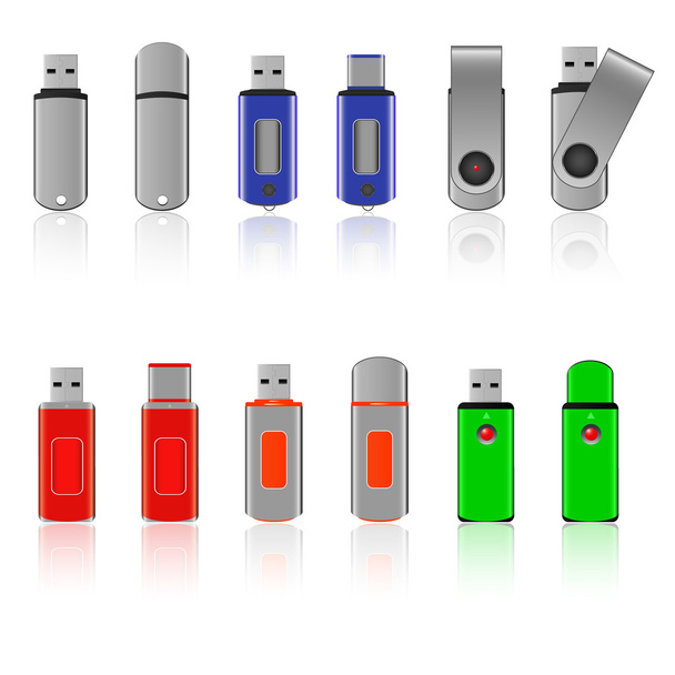 USB flash memory set - Διάνυσμα, εικόνα