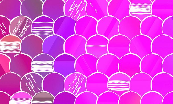 Fuchsia color circles with white lines background, digitally created. - Photo, Image