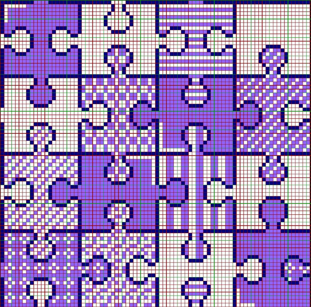 puzzle dvou barev jsou shromažďovány na obrázku. Pixelated vzor, vzor pro pletení a vyšívání. Bezešvé pozadí. Vysoce kvalitní ilustrace - Fotografie, Obrázek