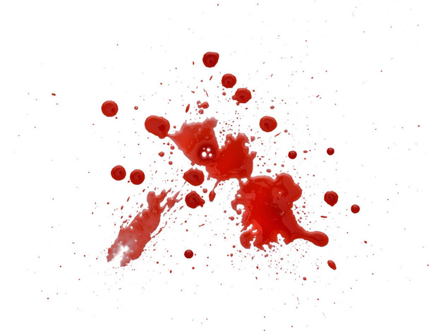 Beyaz arkaplanda izole edilmiş kırmızı kan damlaları, soyut desen - Fotoğraf, Görsel