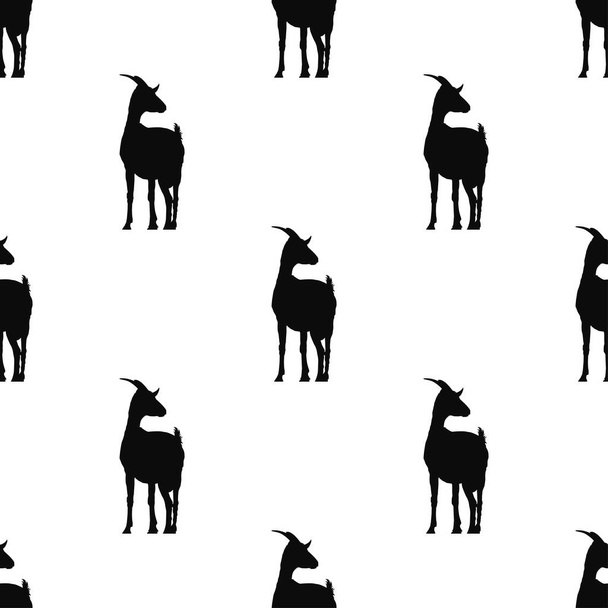 Black goat icon isolated seamless pattern on white background. Vector illustration - Vector, Image
