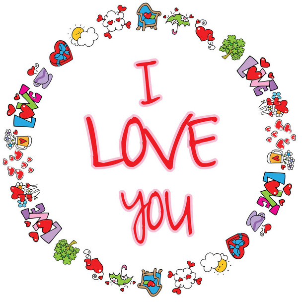 funny love borders and frame on white background - Vector, afbeelding