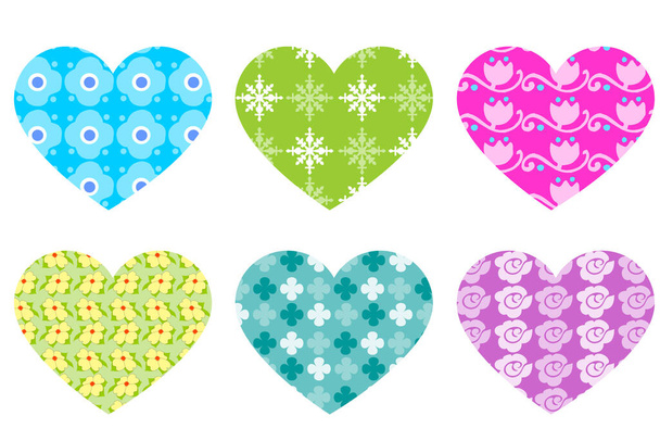 collection of beautiful decorative hearts, love concept  - Vector, Imagen