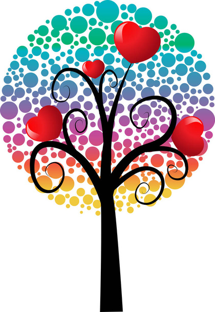 love tree with hearts and copy space, vector illustration  - Vector, Imagen