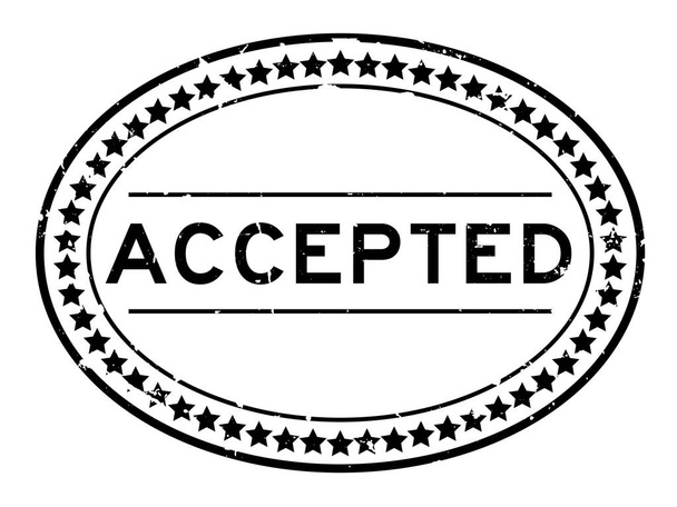 Grunge negro palabra aceptada sello de goma ovalada sobre fondo blanco - Vector, Imagen