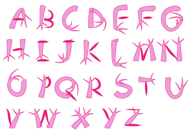 cartoon decorative alphabet isolated on white background, vector, illustration - Вектор, зображення