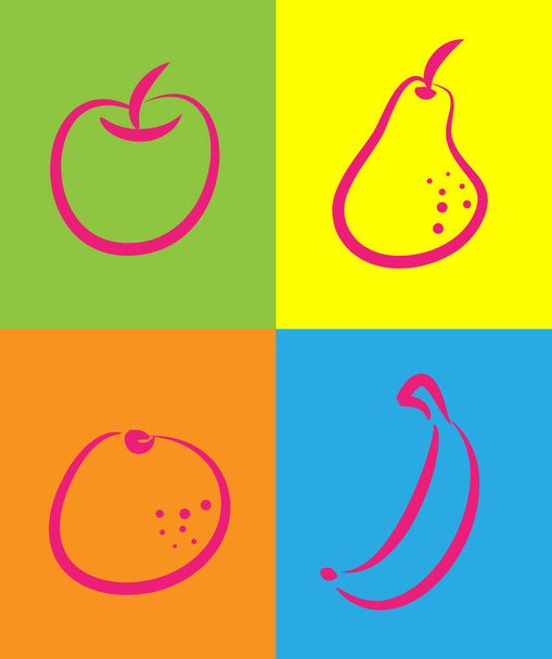 fruit icon set, vector illustration - Vektor, obrázek