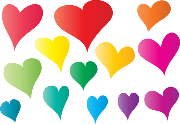 set of beautiful hearts, vector illustration - Вектор,изображение