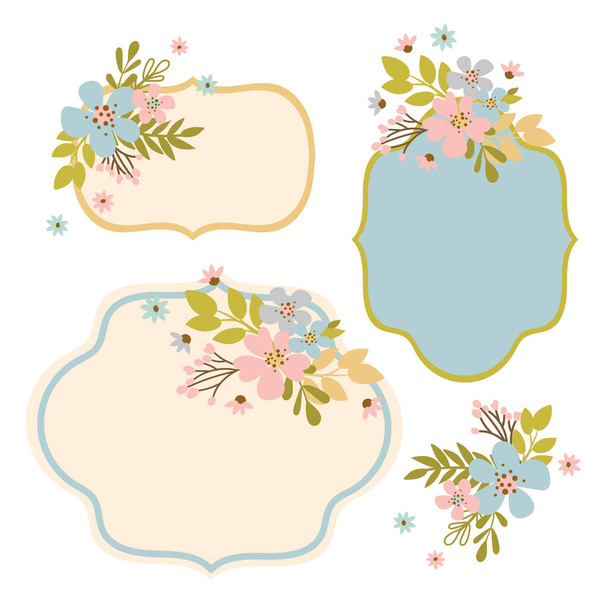 FLOWER FRAMES Hand Drawn Modern Isolated Template Vector Set - Vector, Image