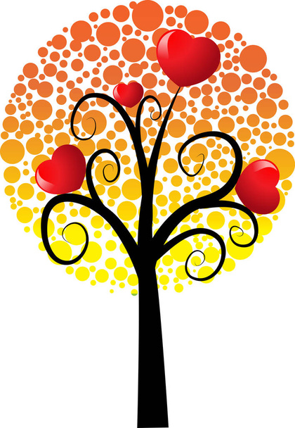 love tree with hearts and copy space, vector illustration  - Vector, afbeelding