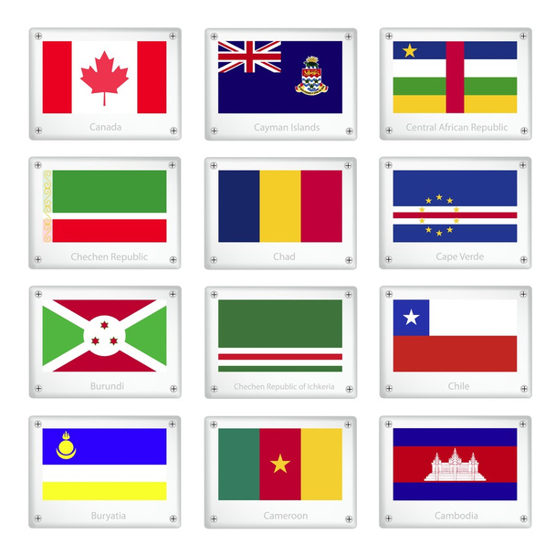 sada státní vlajky na kovových textury desky - Vektor, obrázek