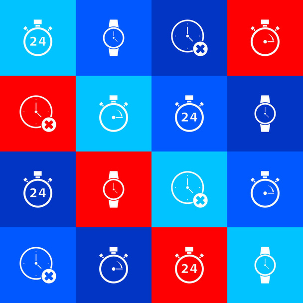 Set Stopwatch 24 hours, Wrist, Clock delete and  icon. Vector. - Vector, Image