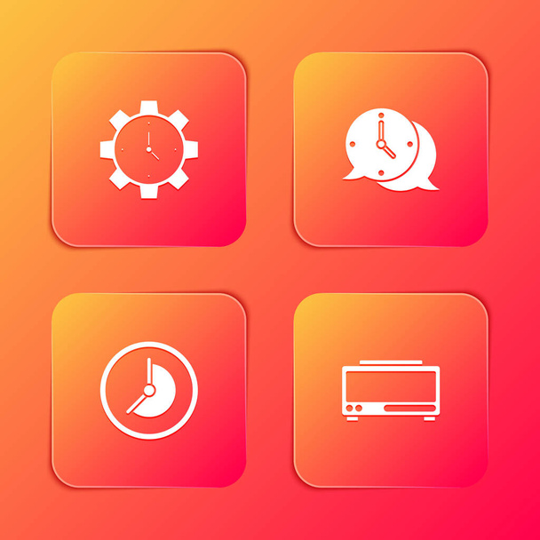Set Time Management, Clock speech bubble,  and Digital alarm clock icon. Vector. - Vector, Image