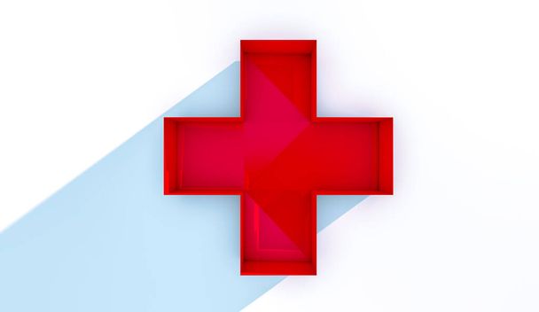 3d рендеринг, реалістичний макет медичної допомоги та символ здорового знаку, блискуче відображення та тіньова поверхня, ізольовані на білому тлі
. - Фото, зображення