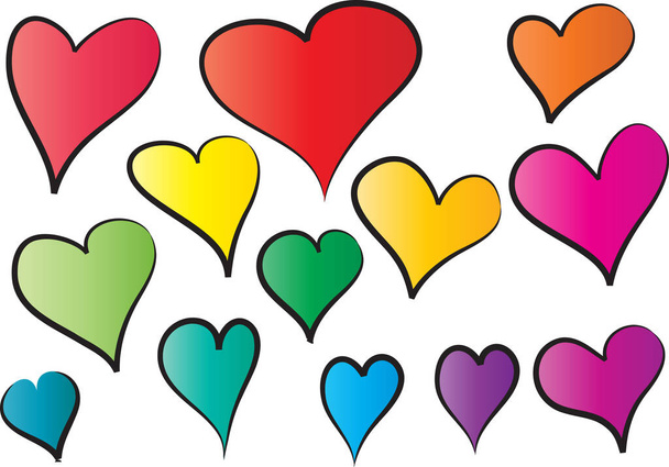 set of beautiful hearts, vector illustration - Vettoriali, immagini