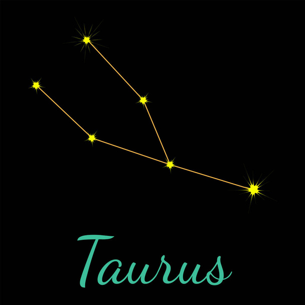 Constelación vectorial de Tauro con estrellas y nombre - Vector, Imagen