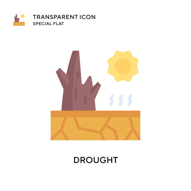 Icona del vettore della siccità. Illustrazione in stile piatto. Vettore EPS 10. - Vettoriali, immagini