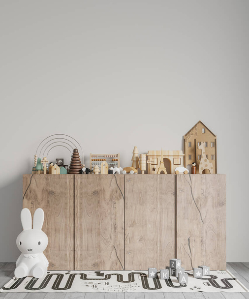 Интерьер детской комнаты Обои Фон Макияж - 3d иллюстрация, 3d рендеринг - Фото, изображение