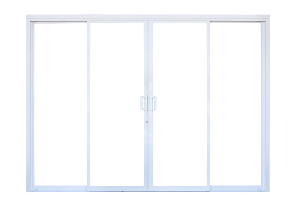 Белый современный двойной стеклянной двери окно рамка магазина на белом фоне - Фото, изображение