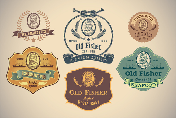 Old Fisher labels - Vector, Image