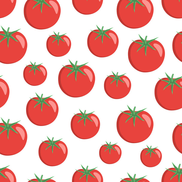 Patrón sin costuras con tomates jugosos. Este diseño vegetal es para tus proyectos empresariales. Ideal para telas y decoración. Hermoso fondo vector - Vector, Imagen