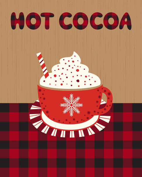 Hot cocoa mug whipped cream flat vector icon - Vektori, kuva