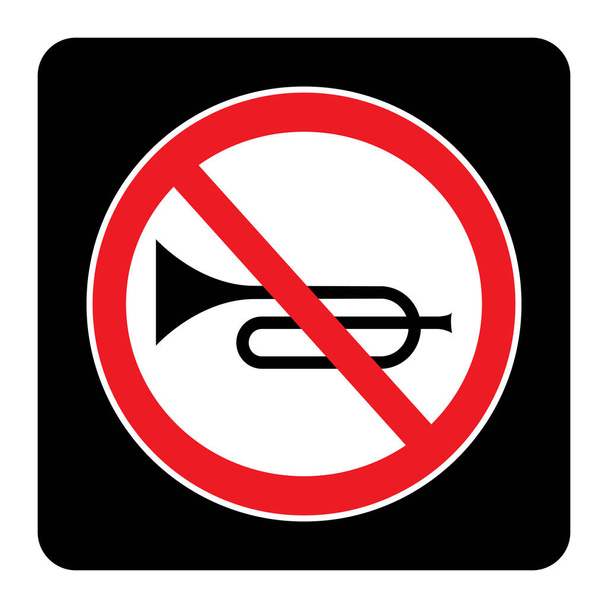 Kein Horn-Verkehrszeichen auf schwarzem Grund. Kein Hupen hier. Vektorillustration - Vektor, Bild