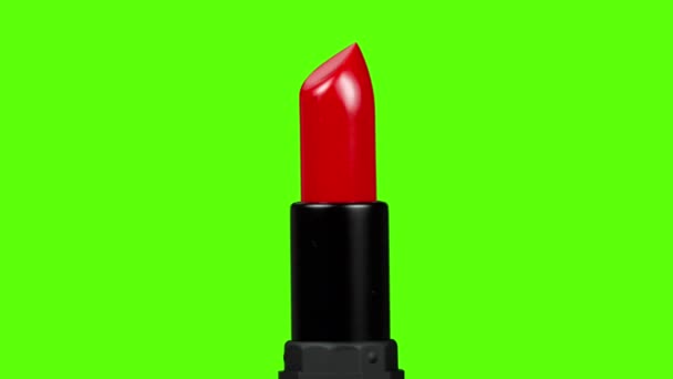 close-up video van rode lippenstift roteren in studio - Video