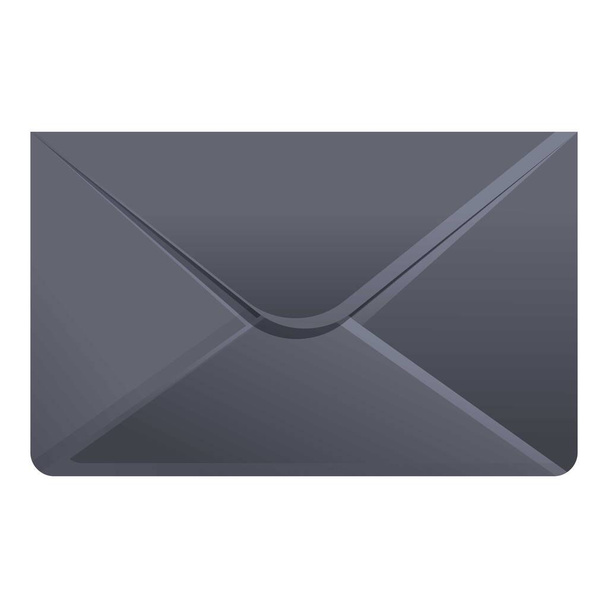 Black envelope icon, cartoon style - ベクター画像