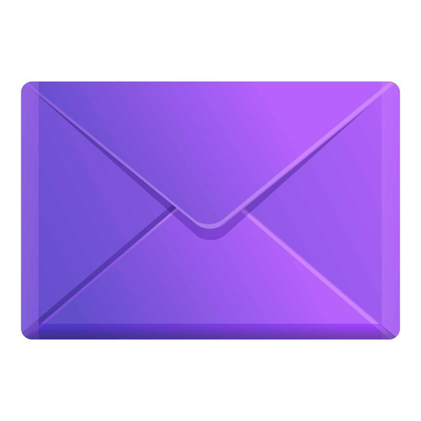 Violet envelope icon, cartoon style - Vector, imagen