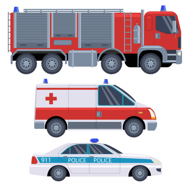Veículos de resgate dos desenhos animados  - Vetor, Imagem