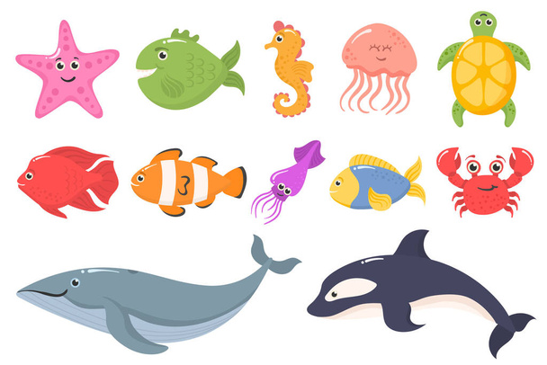 Ocean, sea animals. - Vector, Image