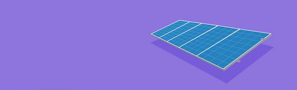 Panel słoneczny w płaskiej konstrukcji - Solar Energy Equipment Concept Image. Miejsce na tekst. - Zdjęcie, obraz