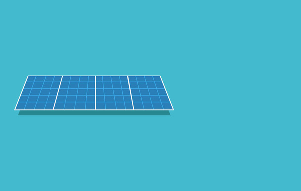 Solar Panel in flat design isolared in blue background - Solar Energy Equipment Concept Image. Space for text. - Photo, Image