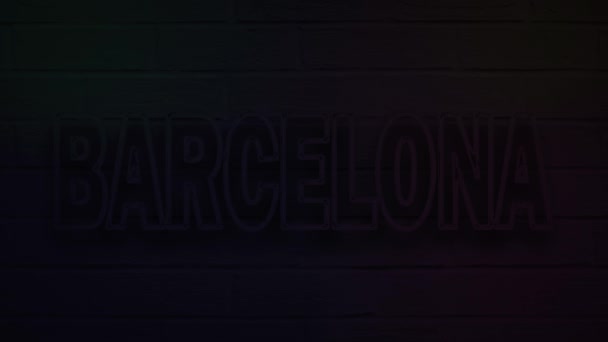 realistische neonfarbene Barcelona für Dekoration und Verkleidung auf dem Wandhintergrund. - Filmmaterial, Video