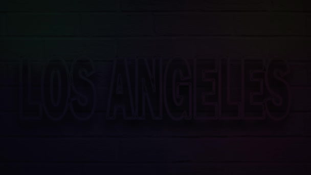 realistický neon psaný Los Angeles pro dekoraci a potahování na pozadí zdi. - Záběry, video