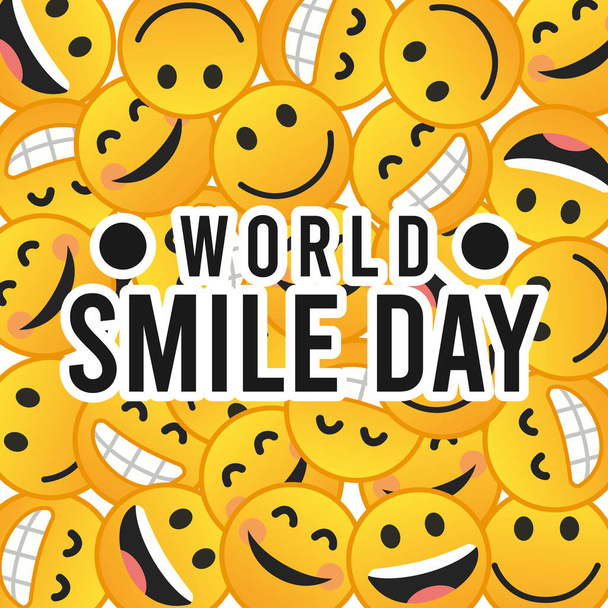La grafica vettoriale di giorno di sorriso mondiale buono per celebrazione di giorno di sorriso mondiale. design piatto. flyer design.flat illustrazione. - Vettoriali, immagini