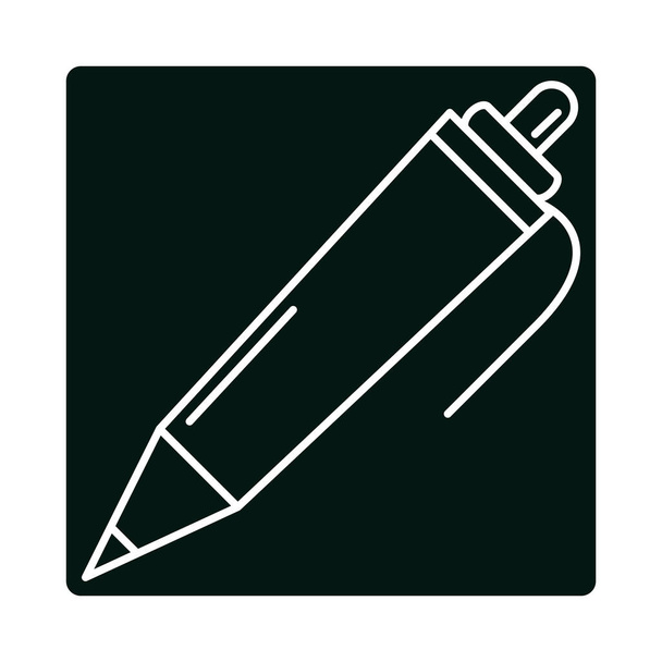 back to school, pen write supply elementary education block and line icon - Vector, Image