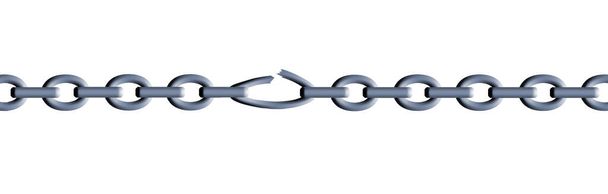 Una catena è vista con l'anello debole allungato e rotto. - Foto, immagini