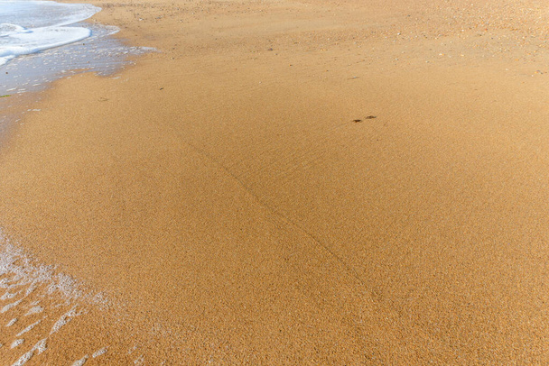 Sea foam on the beautiful sand Atlantic ocean beach in France. - Photo, Image