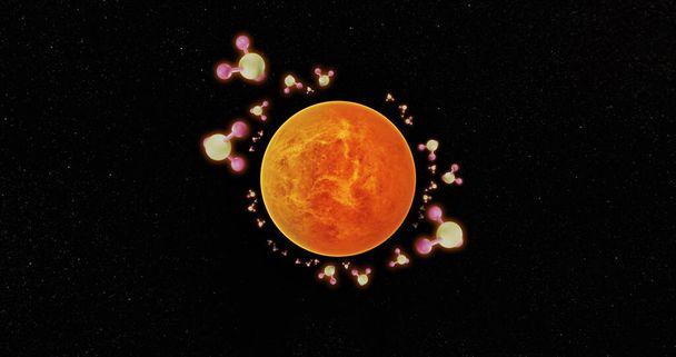 Egy illusztráció a Vénusz izolált fekete háttér foszfin.A foszfor kimutatták a légkörben a Vénusz. És a lehetséges élet mutatója.Ezt a képet a NASA díszítette csillagközi hírekre.. - Fotó, kép