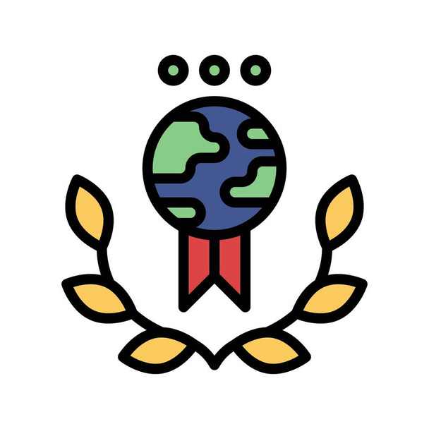 administratieve gerelateerde wereldbol stijl badge met bladeren vector met bewerkbare slag - Vector, afbeelding