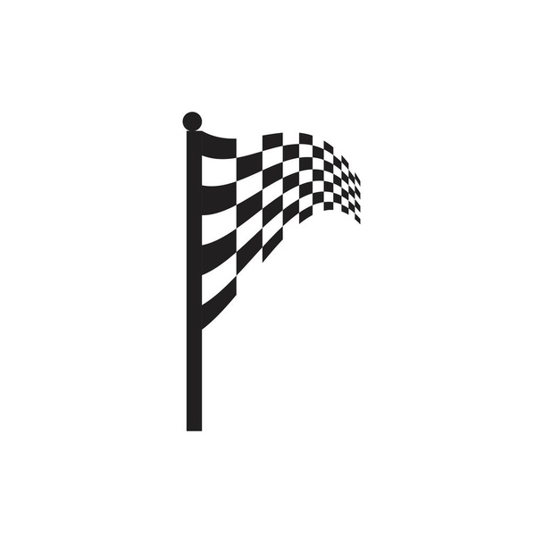 Yarış bayrağı logo vektör şablonu çizimi - Vektör, Görsel