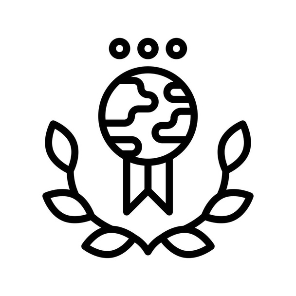 administratieve gerelateerde wereldbol stijl badge met bladeren vector in lineaire stijl - Vector, afbeelding