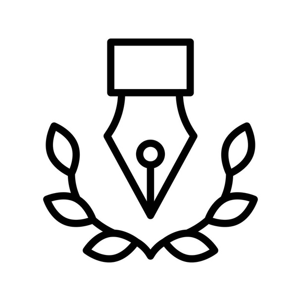 administracyjny długopis stylu odznaka z wektorem liści w stylu linii - Wektor, obraz