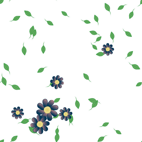 прості квіти з зеленим листям у вільній композиції, Векторні ілюстрації
 - Вектор, зображення