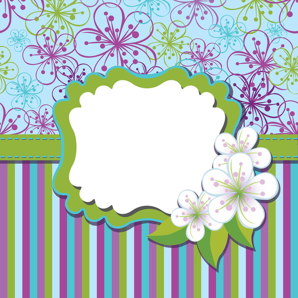 Spring Design template.Cherry flowers background and strips - Vector, Image